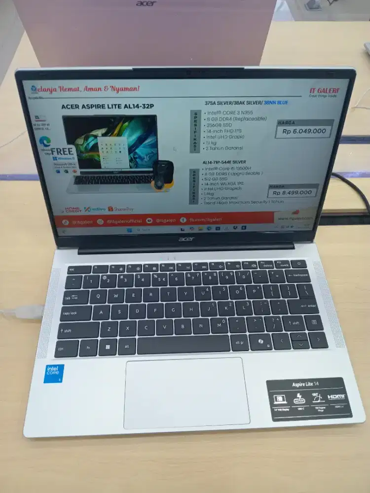 kredit laptop acer aspire lite silver promo bunga sampai 0%