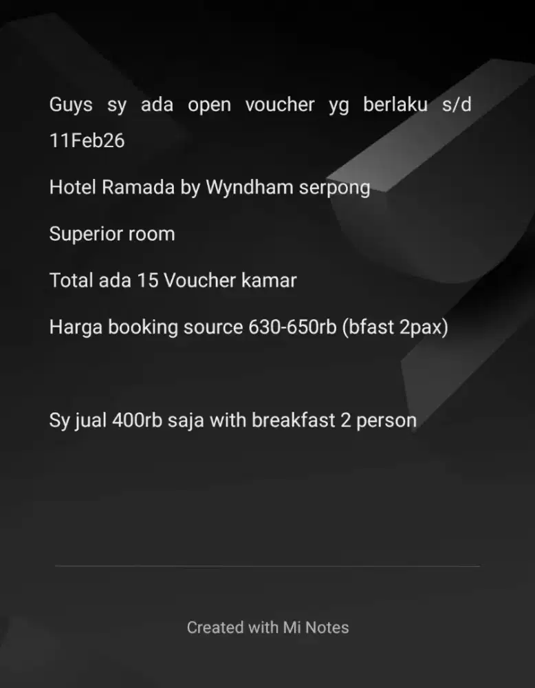 VOUCHER HOTEL RAMADA WYNDHAM SERPONG