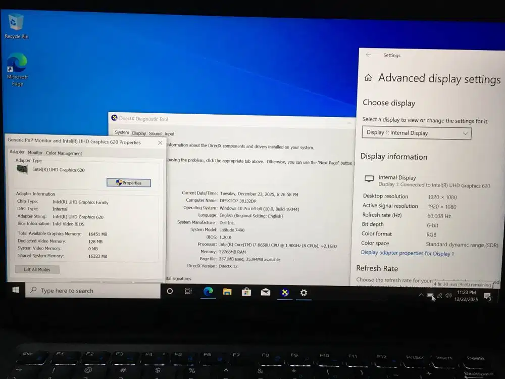 DELL LATITUDE 7490 RAM 16GB DAN SSD 256GB