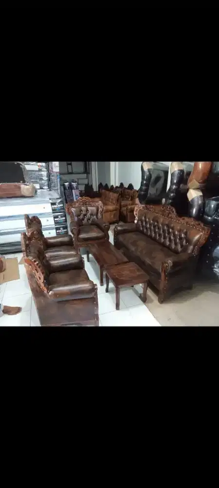 Kursi kayu jati model Gajah jumbo 3111+meja