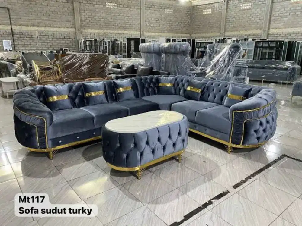 Sofa L TURKY jumbo + meja merk MERLION