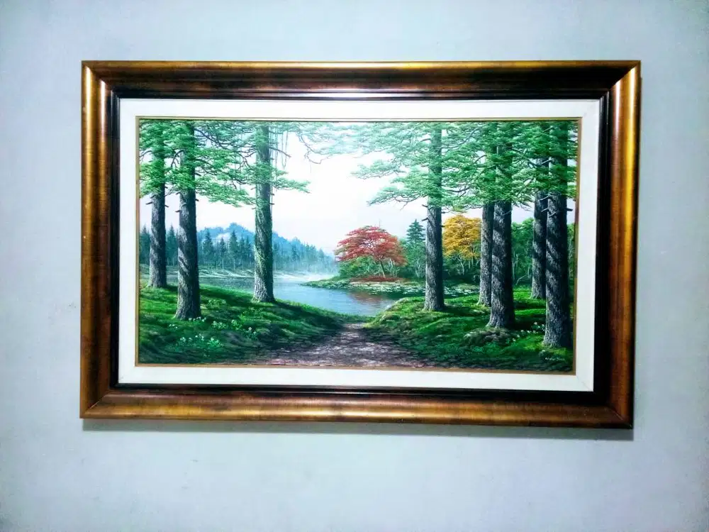 lukisan pemandangan alam media kanvas karya maestro Choirun Sholeh