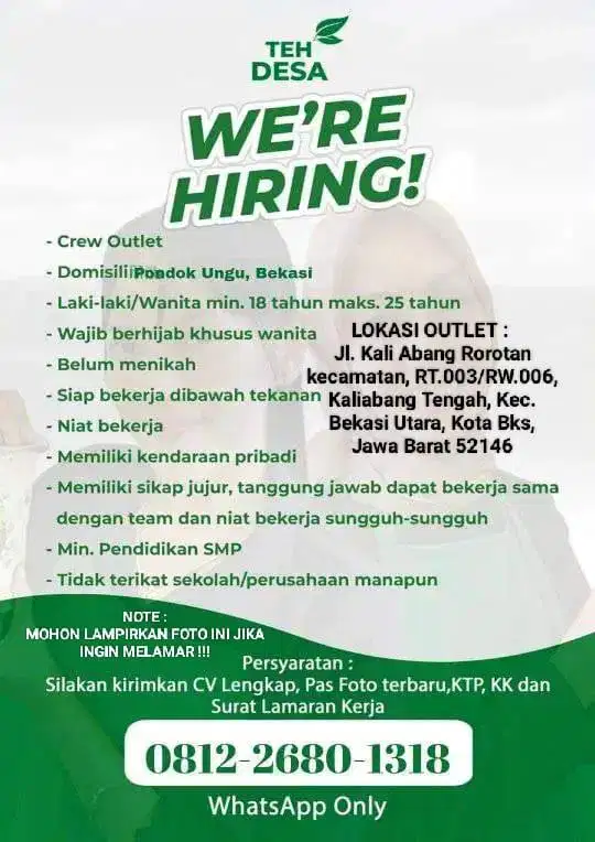 Lowongan jaga stand minuman