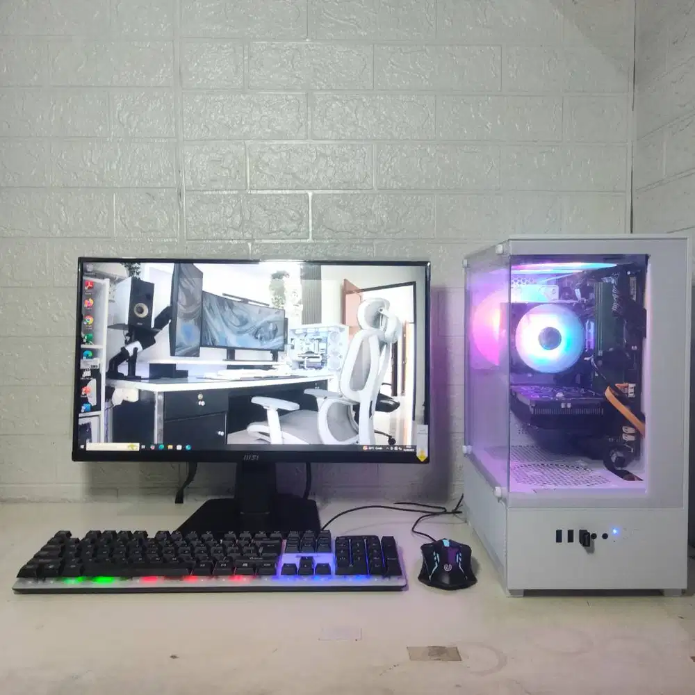 PC set Gaming Grafis i7 RAM 16 SSD 256 VGA 4GB + LED 22in FHD New