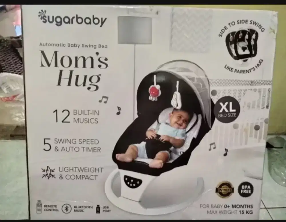 Di Jual Sugar Baby Moms Hug Automatic Baby Swing Bed/ Ayunan Bayi