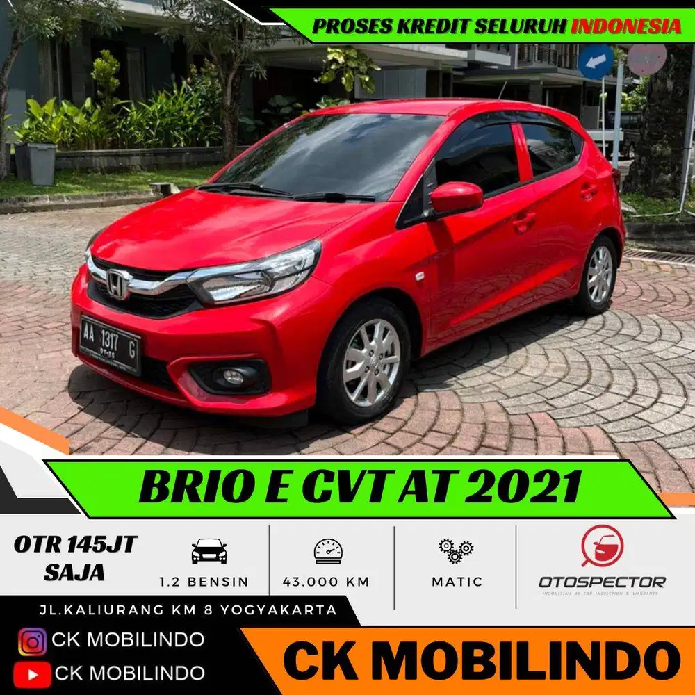 Honda All New Brio E CVT Matic 2021 Plat AA DP minim Kredit Murah Agya