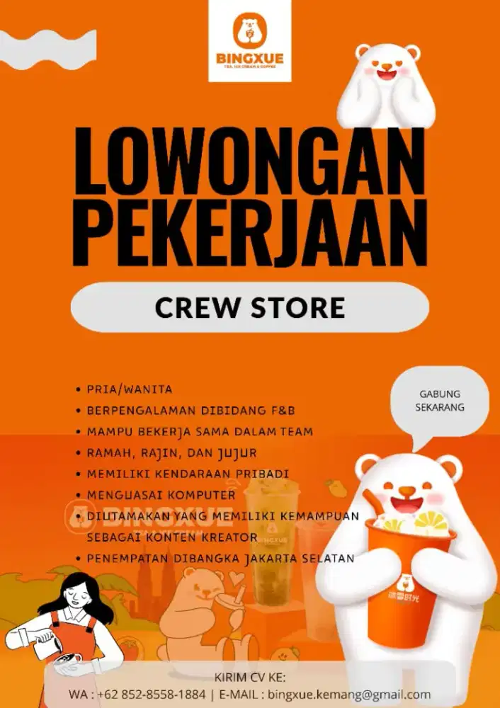 LOWONGAN CREW BINGXUE