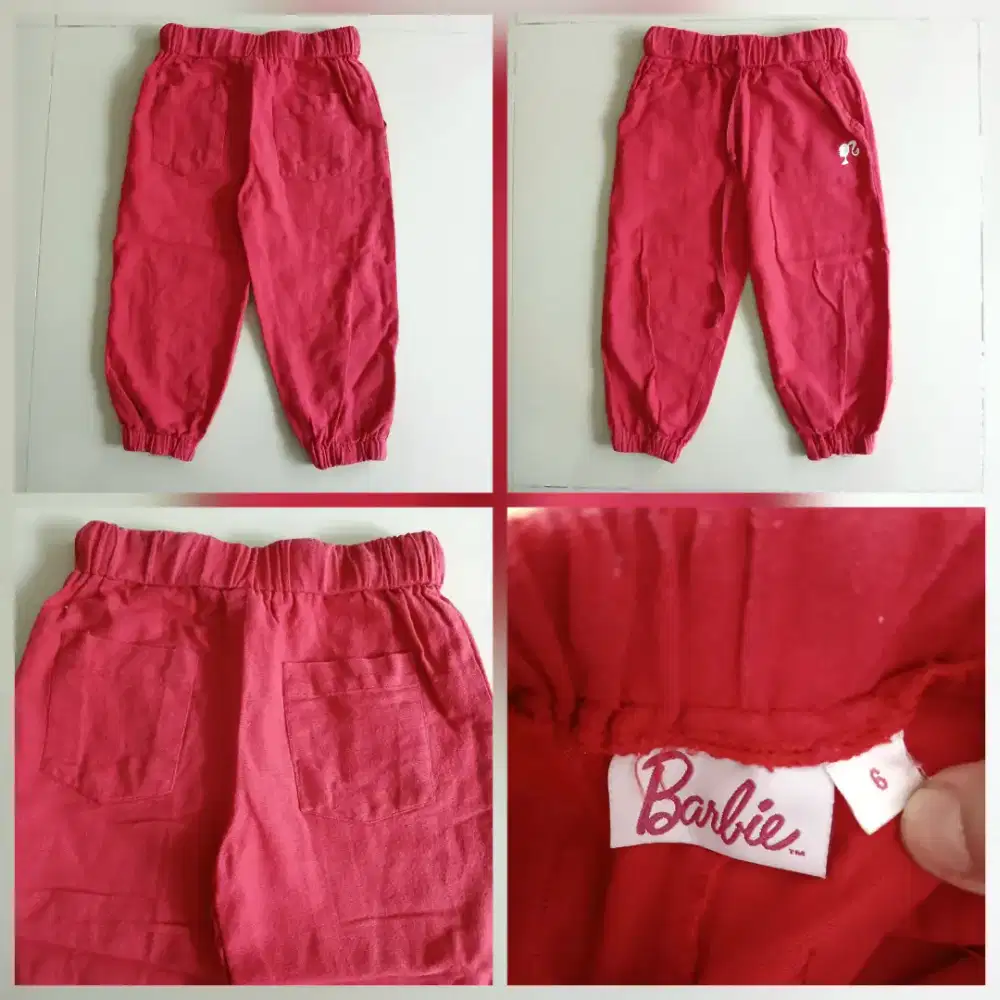 Celana panjang Barbie joger anak perempuan size 6, preloved