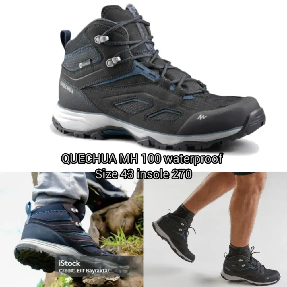 Sepatu Hiking Gunung Mid Waterproof MH100 Quechua outdoor
