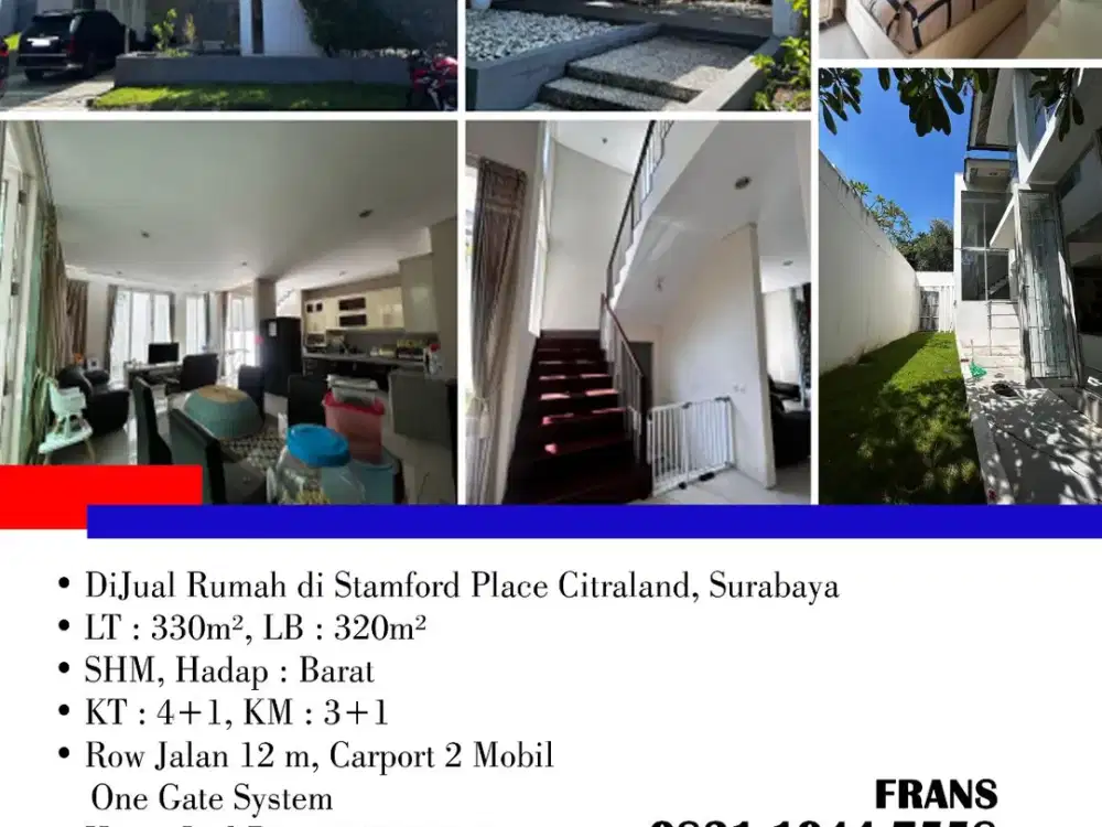 DiJual Rumah di Stamford Place Citraland, Surabaya