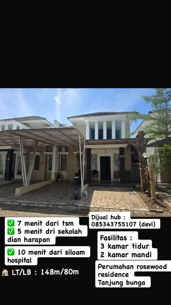 di jual rumah tanjung bunga
