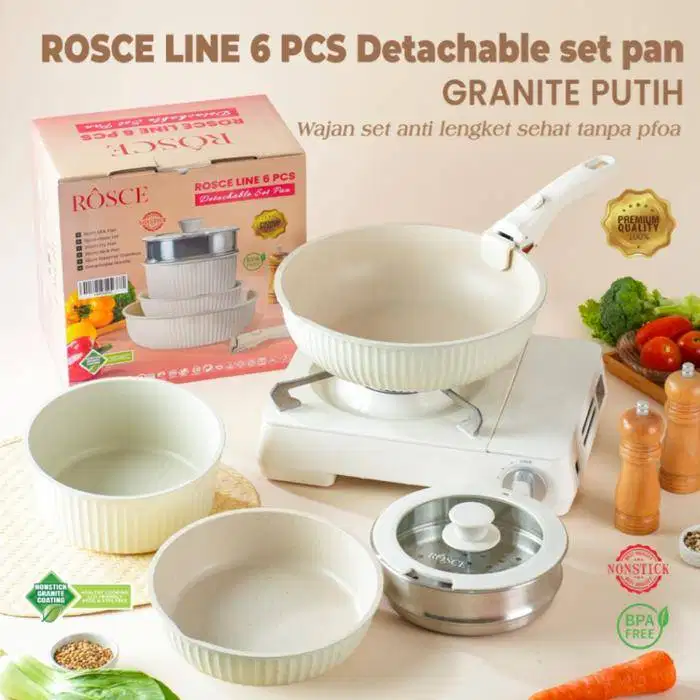 ROSCE LINE 6PC Panci set detachable handle