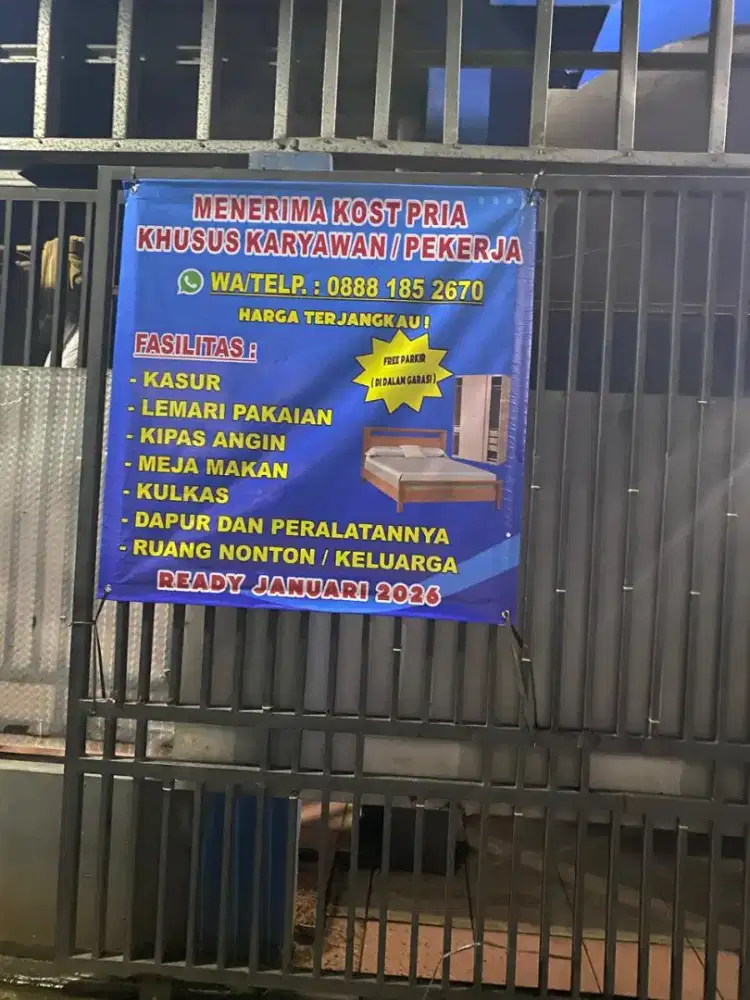 Kos Kosan Pria Karyawan dan Pekerja