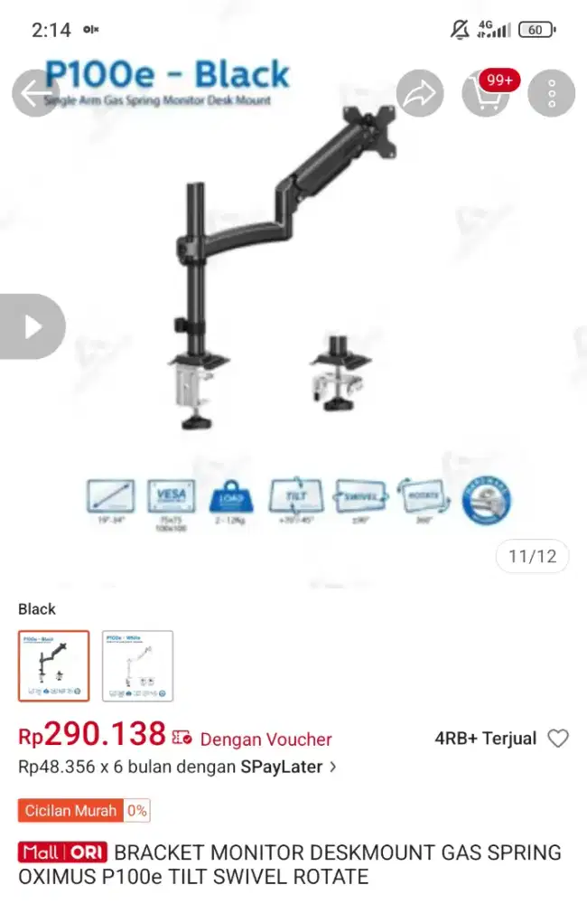 Bracket Oximus P100e