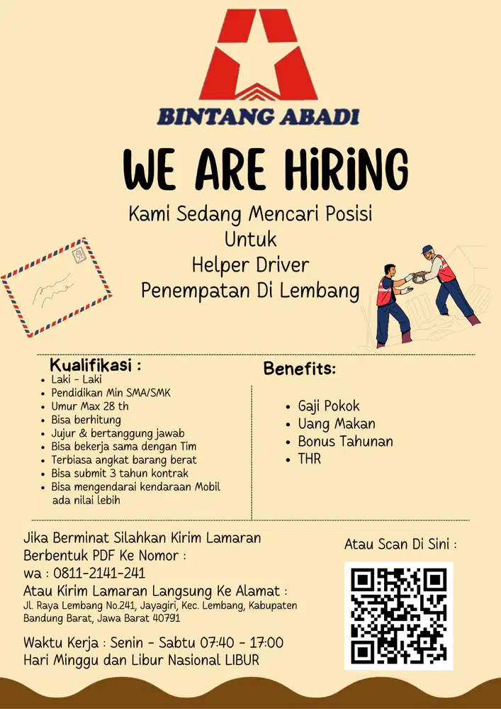 Lowongan Kasir Toko dan Kenek Supir