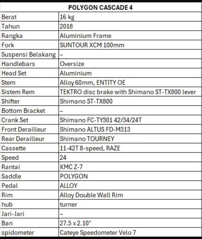 Jual sepeda polygon cascade 4