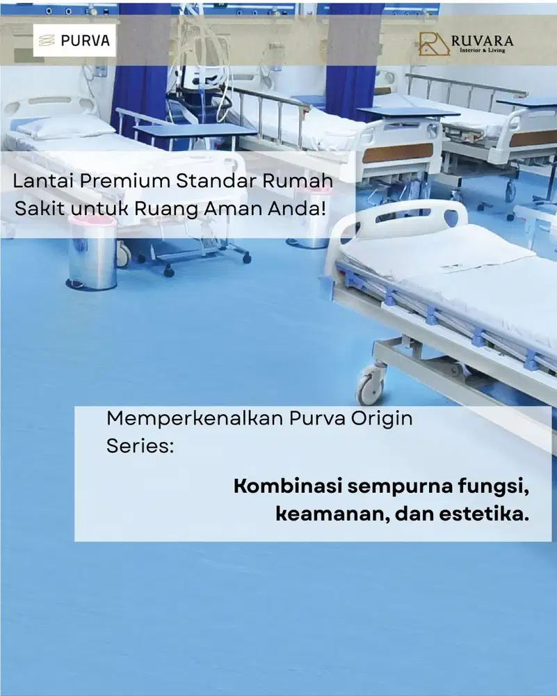 Purva Homogenous Vinyl Flooring Origin Series 2 mm Lantai Anti Bakteri