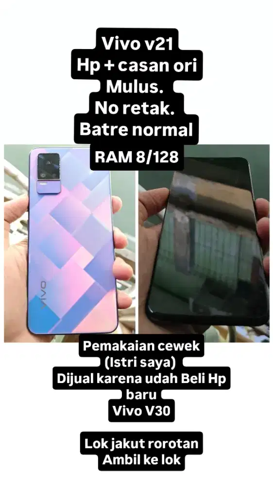 Vivo v21 hp + casan ori 8/128