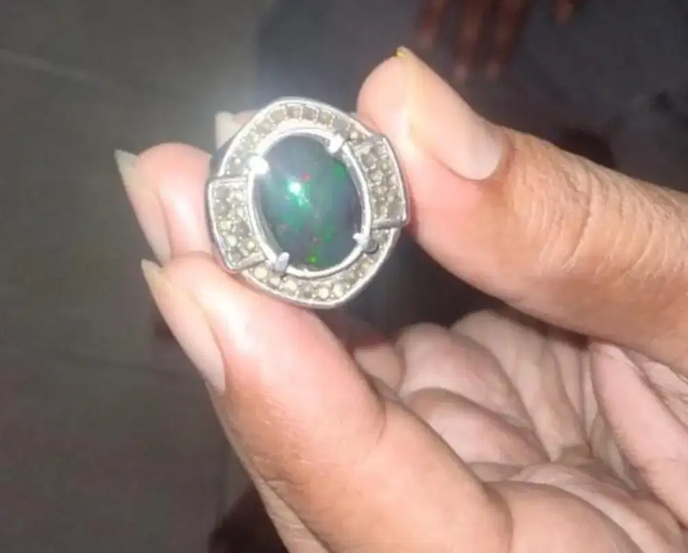 Batu cincin black Opal, jarong tanpa senter, ring GK tau dr ap bahan y