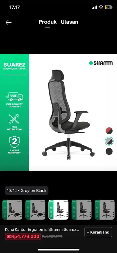Kursi Kantor Kerja Ergonomis Stramm Suarez Ergonomic Chair