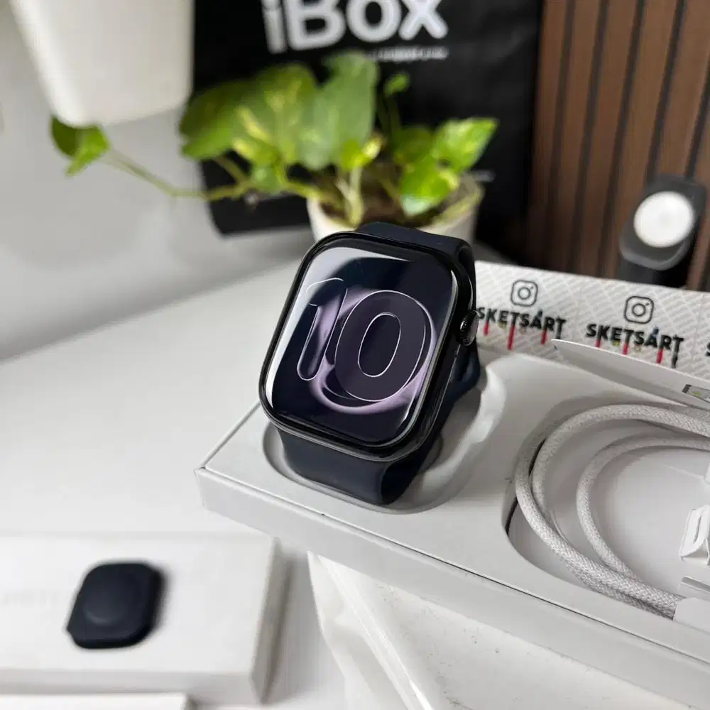 Apple Watch Series 10 46mm Jet Black iBox iwatch Baru Pakai 2 Pekanan