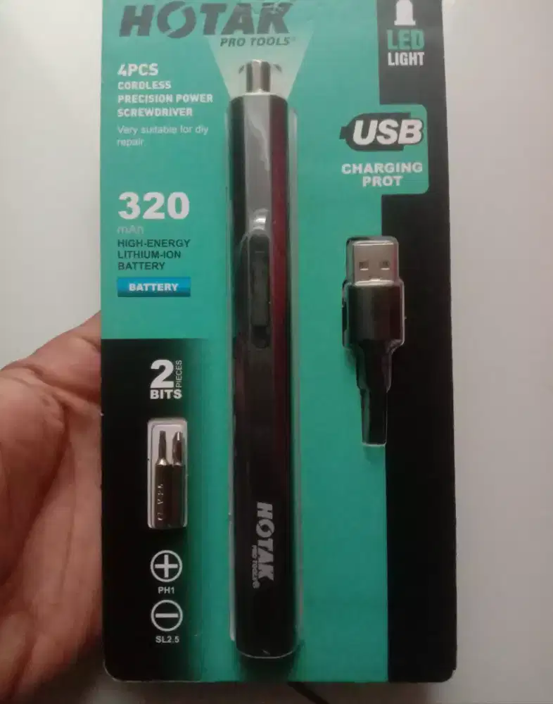 HOTAK obeng Cordless nirkabel, kondisi baru, bahan stainless steel.