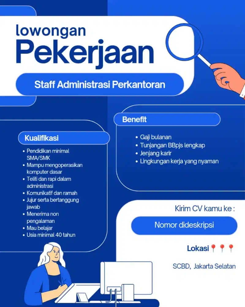Dicari staff Administrasi perkantoran
