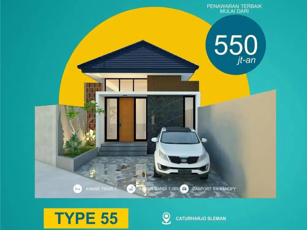 DIJUAL RUMAH SIAP HUNI CANTIK 500 JUTAAN SHM DEKAT SMA N 1 SLEMAN DI CATURHARJO SLEMAN