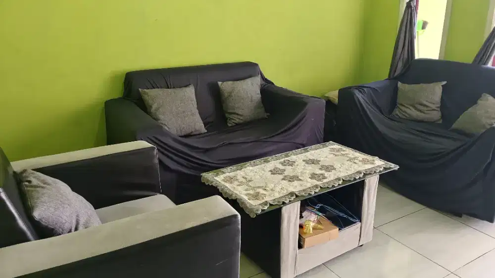 Sofa minimalis+ bantal +cover sofa