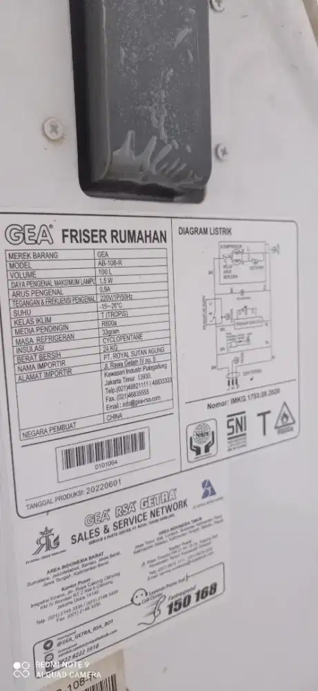 GEA FREEZER 100 LITER