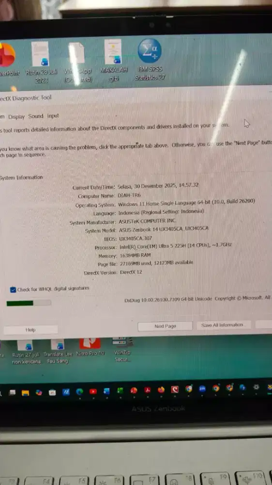 Asus Zenbook 14 UX3405CA intel core Ultra 5 225H 16gb / ssd 1tb