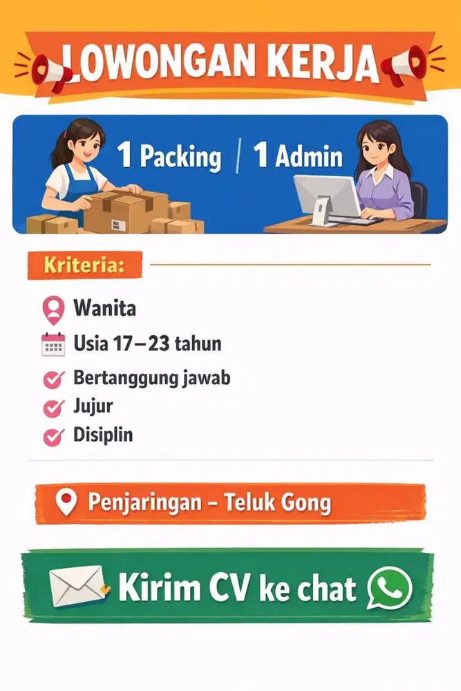 LOWONGAN KERJA admin&packing