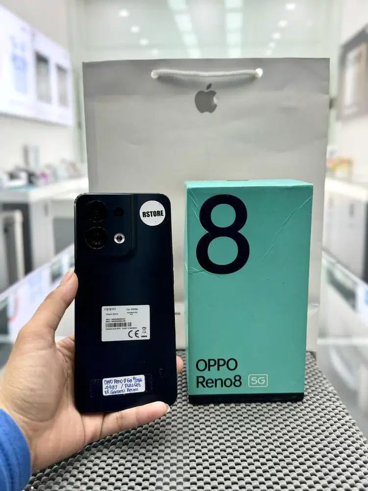 OPPO RENO 8 5g 8/256GB FULLSET, EX GARANSI RESMI/INDONESIA