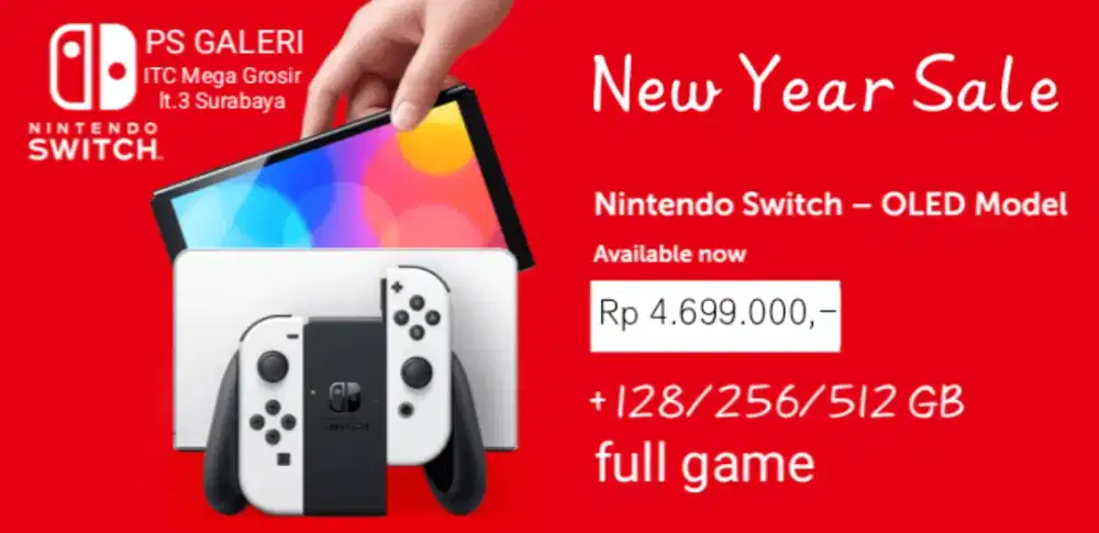 NINTENDO SWITCH OLED ¢fw +128/256/512GB FULL GAME NEW YEAR SALE