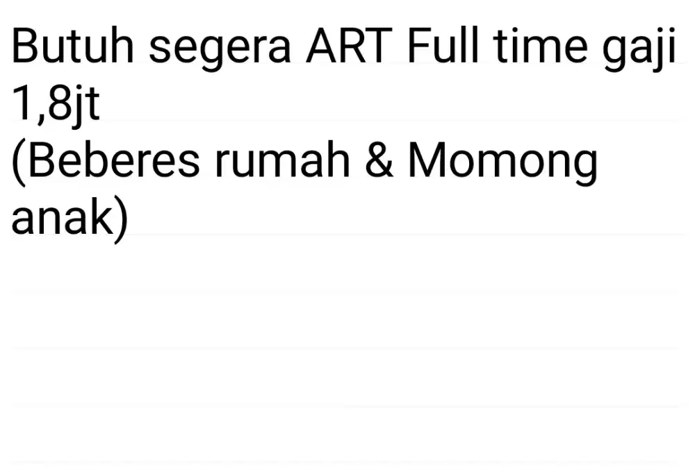 Butuh Art (beberes rumah dan momong anak)