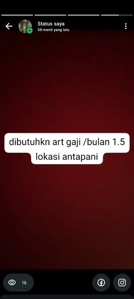 dibutuhkan art secepatnya nginap