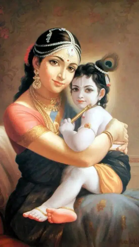 Lukisan Baby Krishna with Mother Yashoda