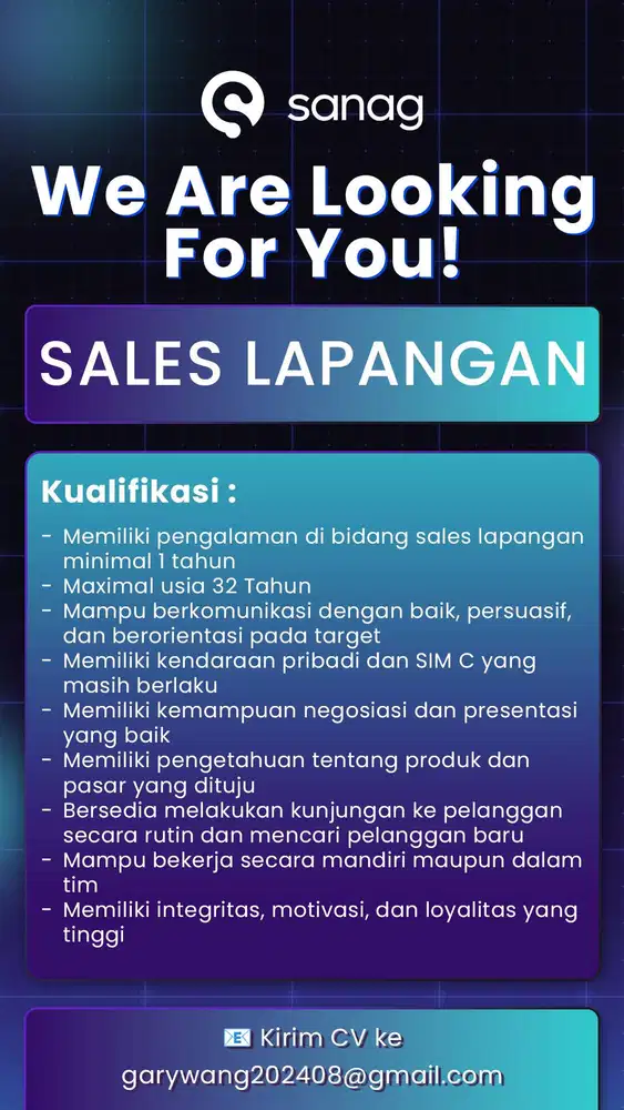 HIRING SALES LAPANGAN URGENT!
