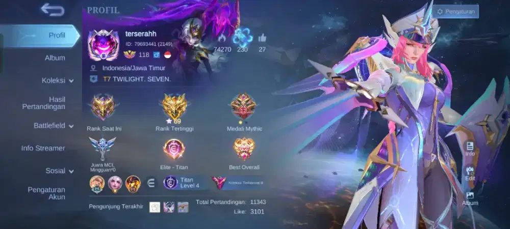 DIJUAL: AKUN MLBB HIGH SPEC - LEGEND & NARUTO COLLAB