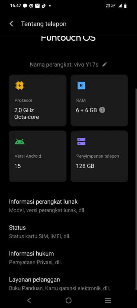 Vivo y17s ram 6(+6gb)