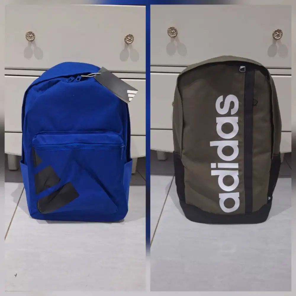Tas Ransel ADIDAS - Linear Backpack - Original 100% Hijau / Biru