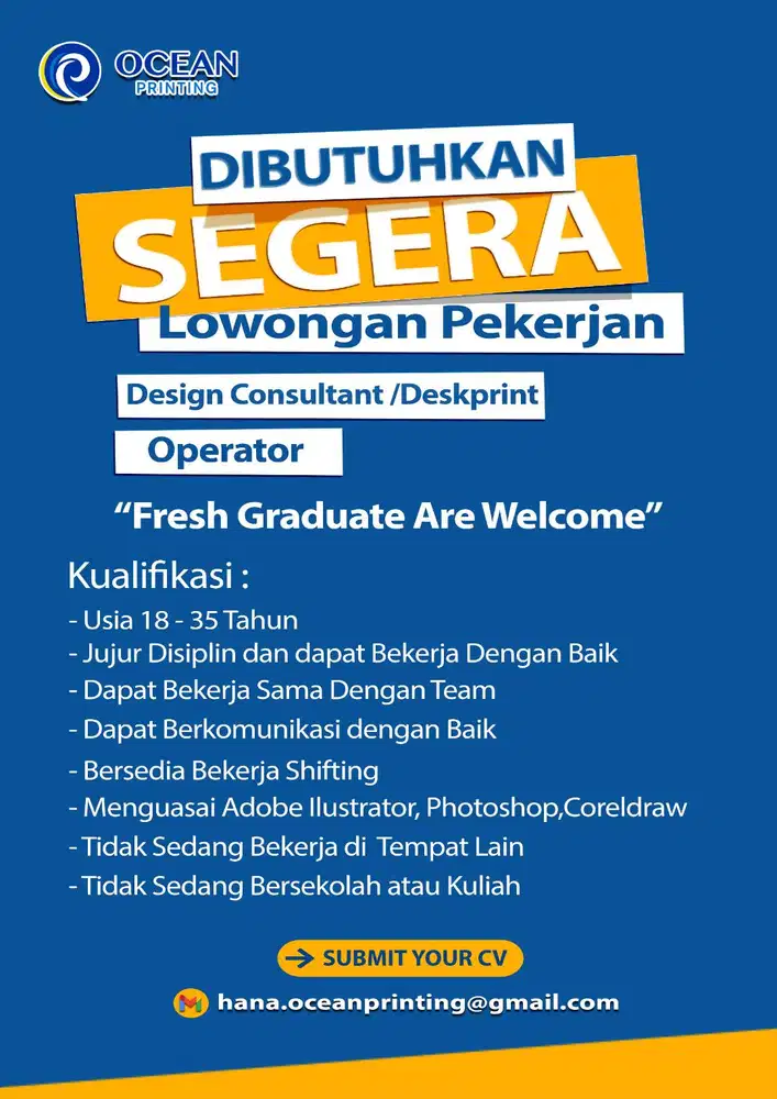 Lowongan kerja Operator Print