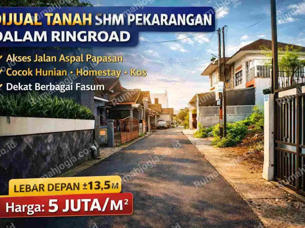 Dijual Tanah SHM Pekarangan Dalam Ringroad – Akses Aspal Papasan, Cocok Kos & Homestay