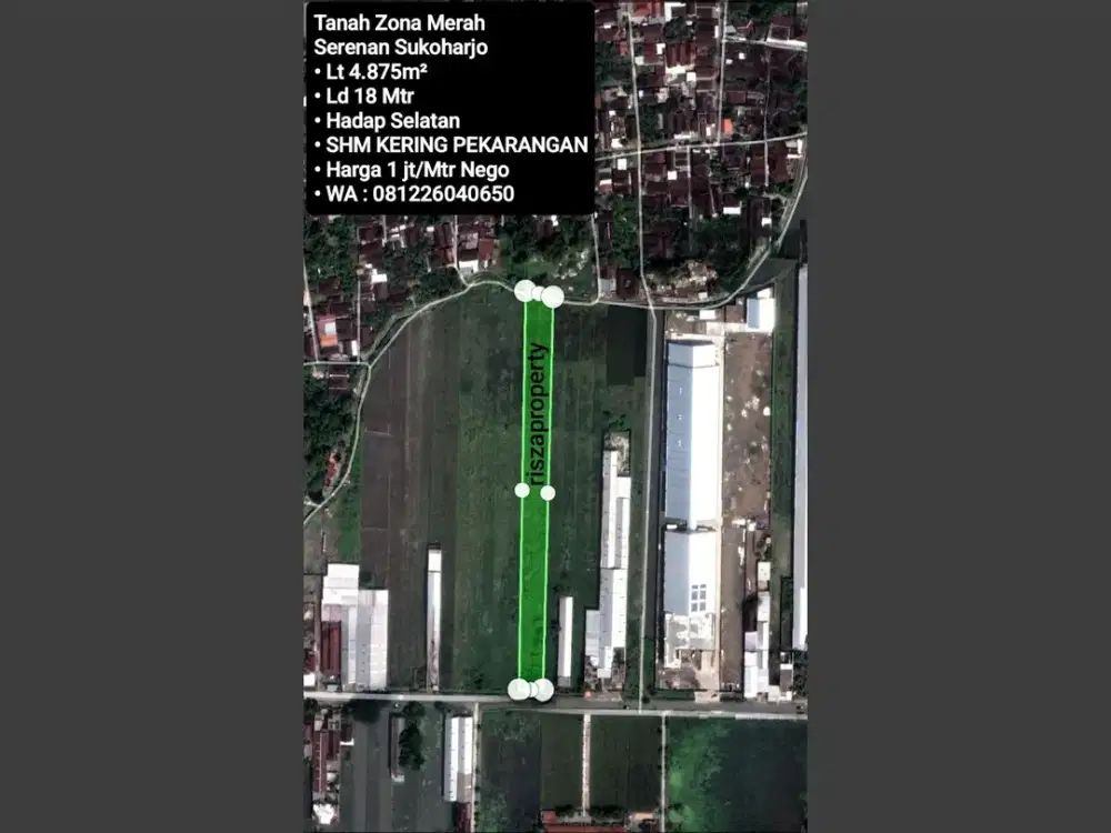 Jual Tanah Zona Merah Siap Bangun Di Serenan Sukoharjo