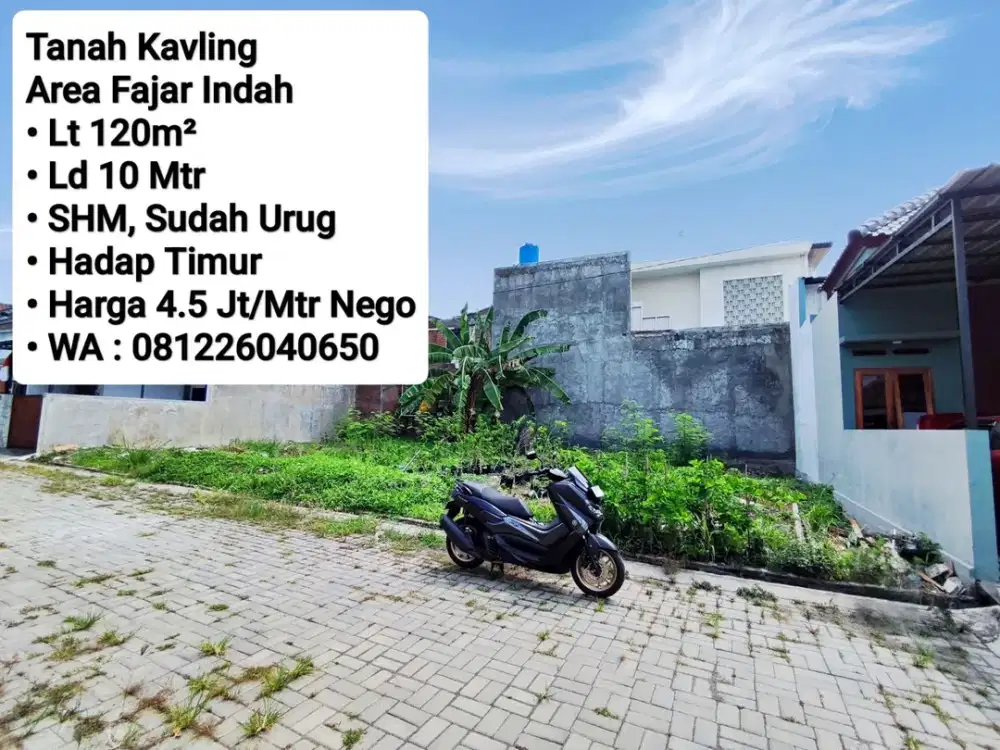 Jual Tanah Kavling Siap Bangun Area Fajar Indah, Dekat Sumber