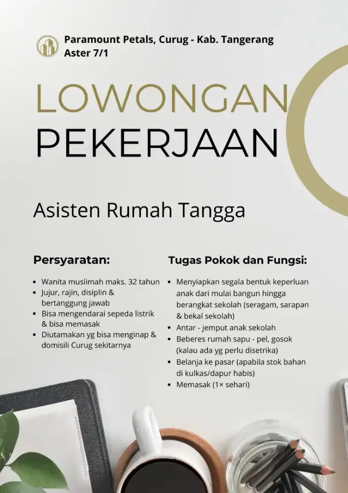 Lowongan Pekerjaan Asisten Rumah Tangga