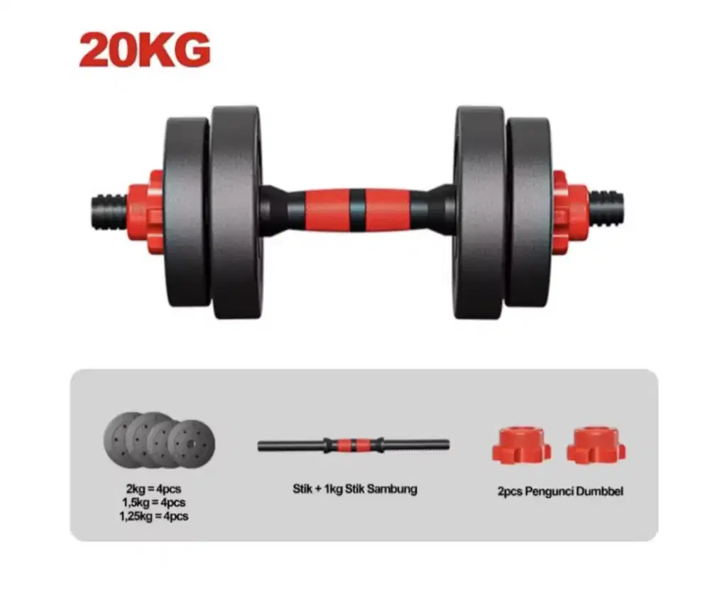 Dumbell Set 20kg Masih Lengkap dan Bagus