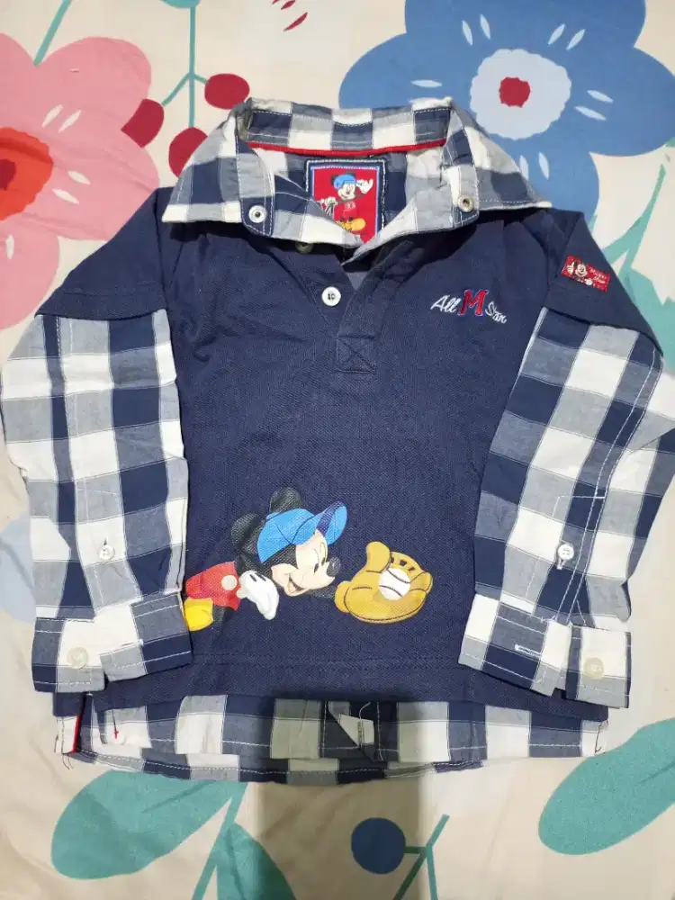 baju krah lengan panjang second motif disney anak laki laki usia 1-2th