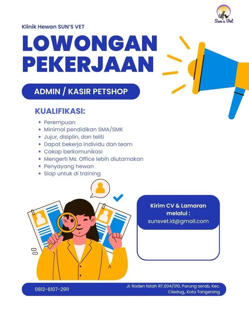 Admin/Kasir Petshop & Klinik Hewan