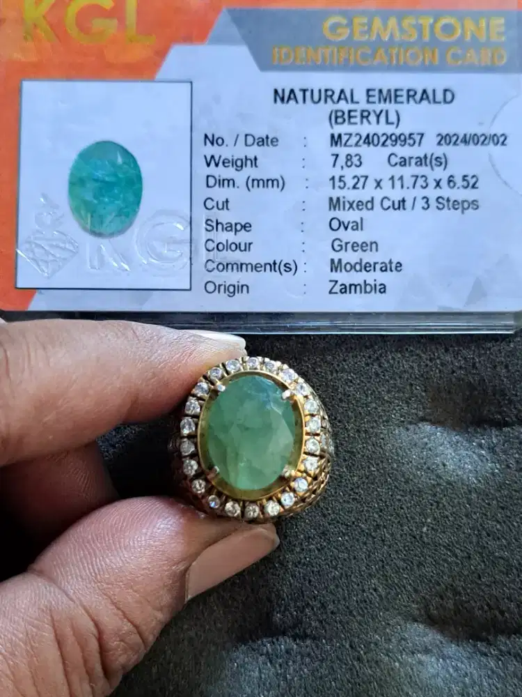 Cincin zamrud memo KGL ikat perak
